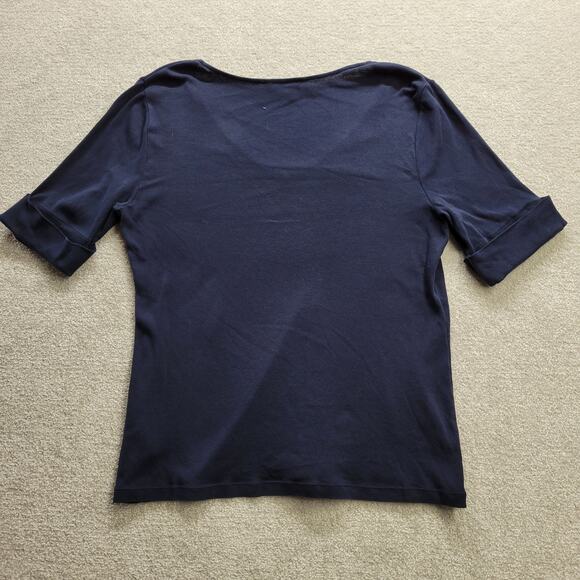 Vintage Polo Ralph Lauren Embroidered Women's XL Blue V Neck Short Sleeve Top - Picture 2 of 5